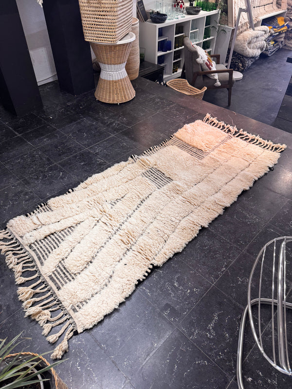"NOUR" 197 x 87 cm: Tapis de Couloir Azilal 100% laine