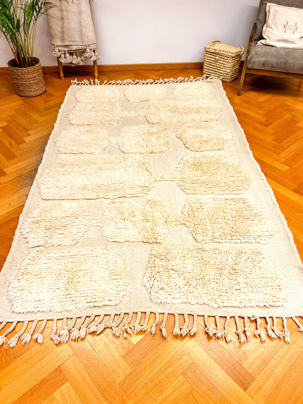 "BOUAKA": 249 cm x 157 cm Tapis Beni Ouarain 100% laine