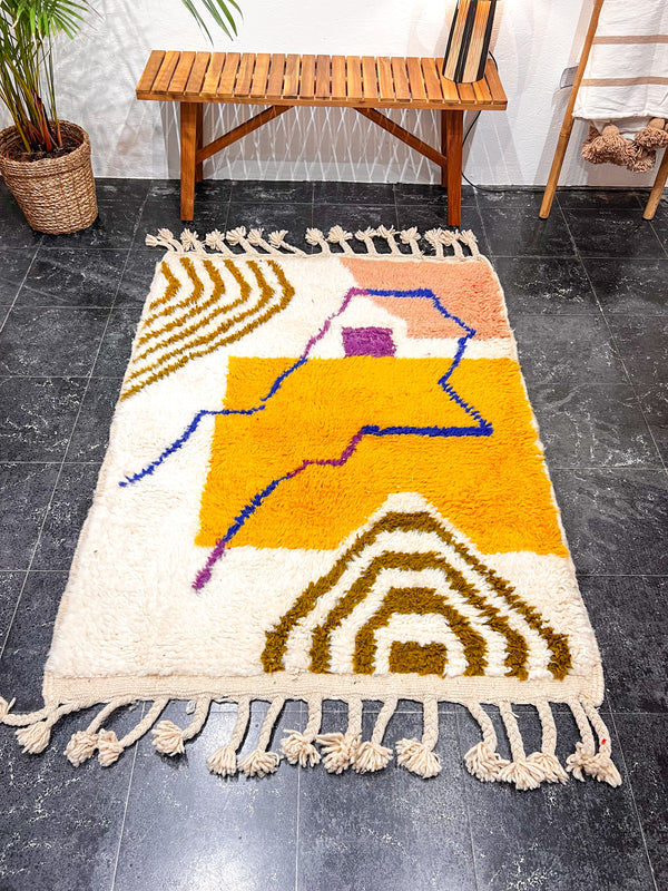 "TABLO" 146x110cm: Tapis Beni Ouarain 100% laine