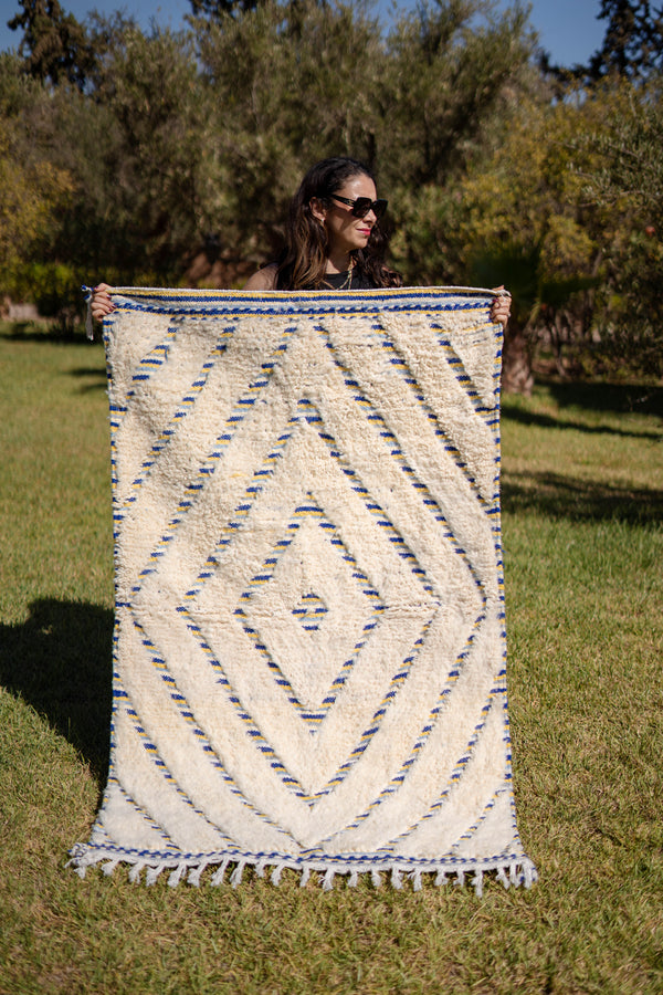 "RIVERA" 168x102 cm: Tapis Beni Ouarain 100% laine