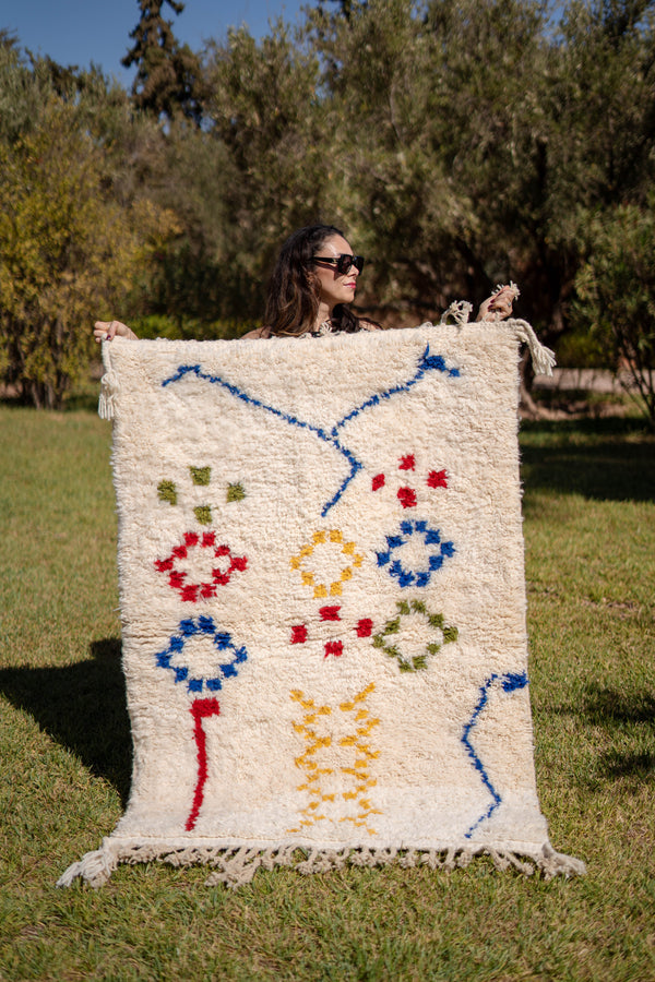 "NOUARA" 153x110 cm: Tapis Beni Ouarain 100% laine