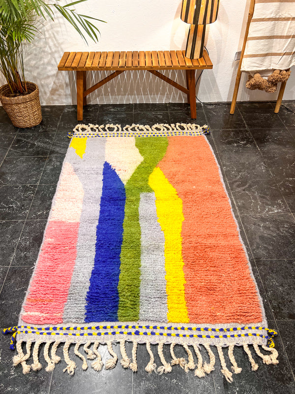 "COLOR lI" 157x104cm: Tapis Beni Ouarain 100% laine
