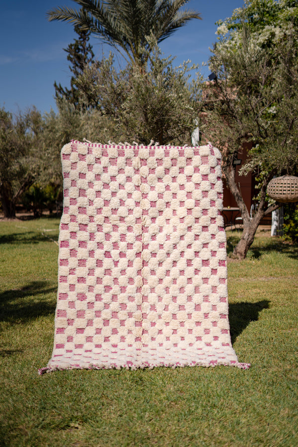 "DAMA HMISSIA" 241x156cm: Tapis Beni Ouarain 100% laine