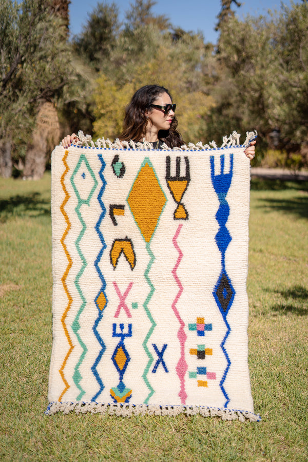 "KITA" 138x103 cm: Tapis Beni Ouarain 100% laine