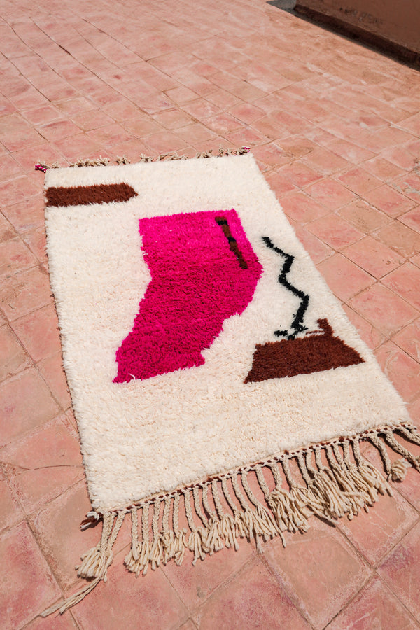 "FUSHIA" 159x99 cm: Tapis Beni Ouarain 100% laine