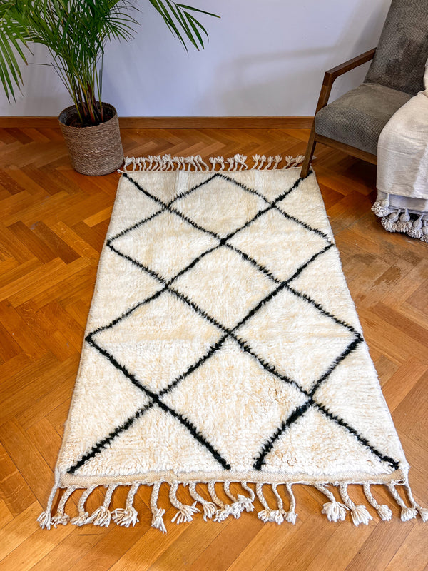 "BÉNI" 160x103cm: Tapis Beni Ouarain 100% laine