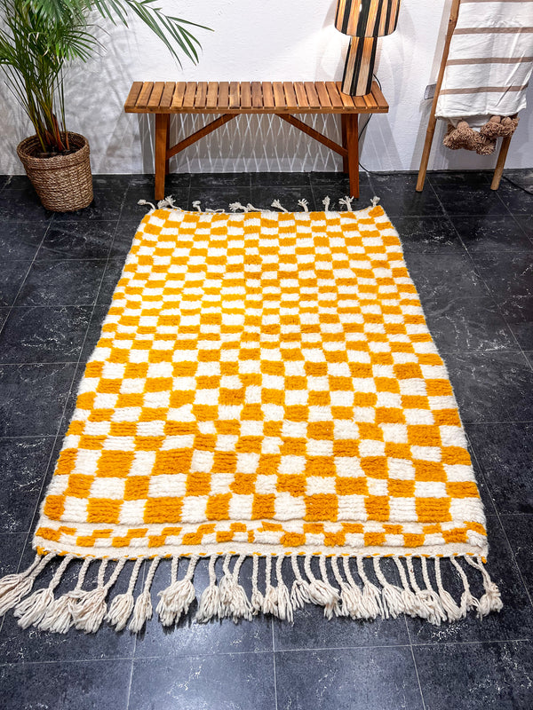 "DAMA SFAR" 162x118cm: Tapis Beni Ouarain 100% laine