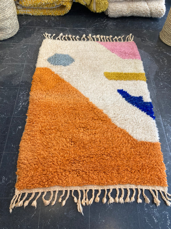"MEKNES" 152x103 cm: Tapis Beni Ouarain 100% laine