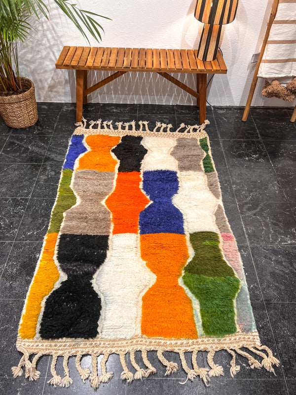 "OUZOUD" 145x98cm: Tapis Beni Ouarain 100% laine