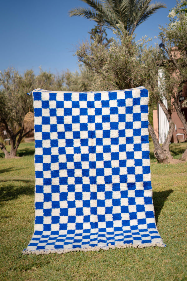 "DAMA ZARKA" 246x155cm: Tapis Beni Ouarain 100% laine