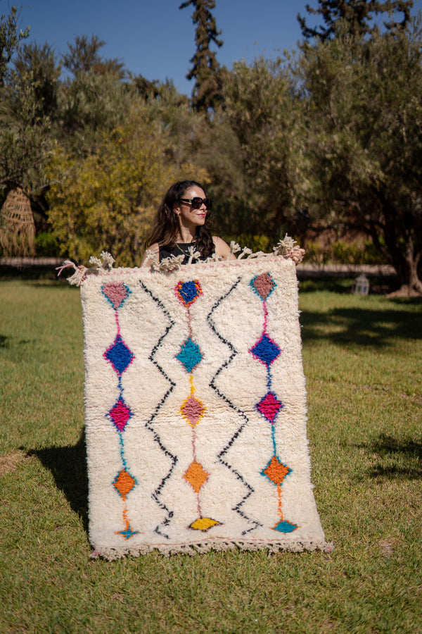 "NAYLA" 147x102 cm: Tapis Beni Ouarain 100% laine