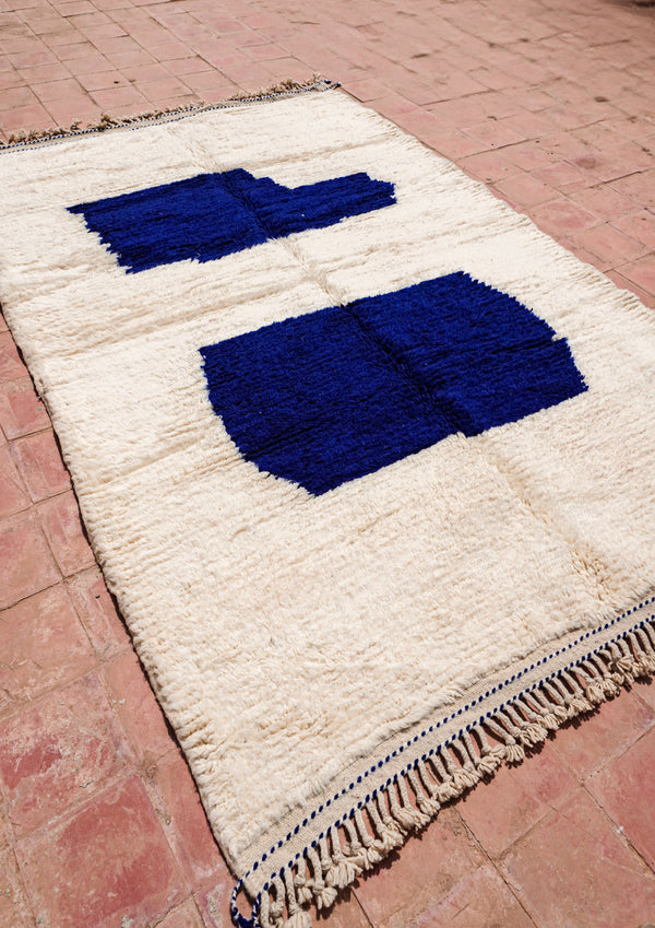 "ZARKA": 253 x 153cm Tapis Beni Ouarain 100% laine