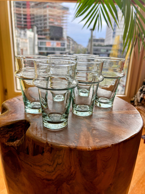6 Verres à Thé Traditionnels Beldi en Verre Soufflé Recyclé